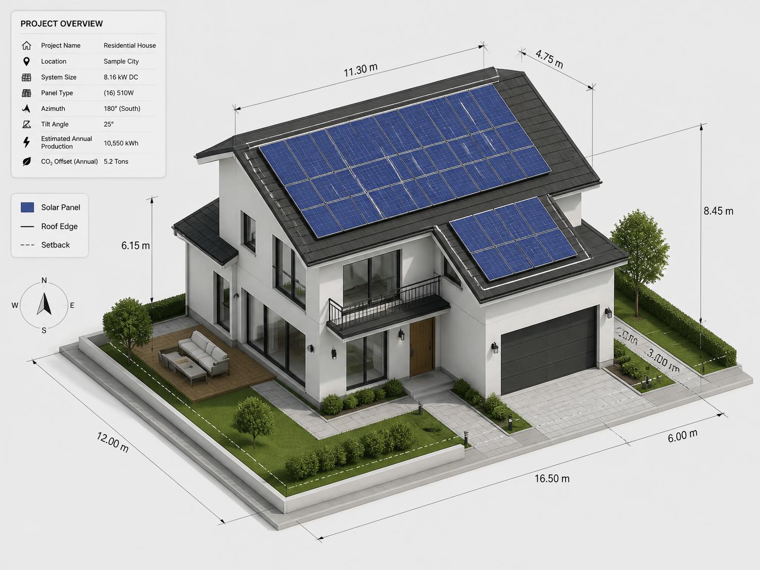 3D-Visualisierung und Ertragsrechnung einer PV-Anlage